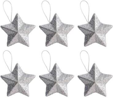 Uplifted Finds Gold Glitter Star Ornament Set   Premium Christmas Tree Pendant & Festive 2025 Holiday Decoration Infrastructure silver 24 Pcs