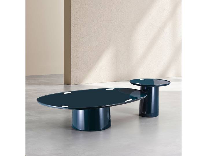 HABITAT - Ensemble de tables basses organiques laquage haute brillance - Bleu canard - Theo
