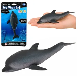 Gummi-Delfinfigur, weich, realistisch, TPR, dunkelgrau, 17,5 cm