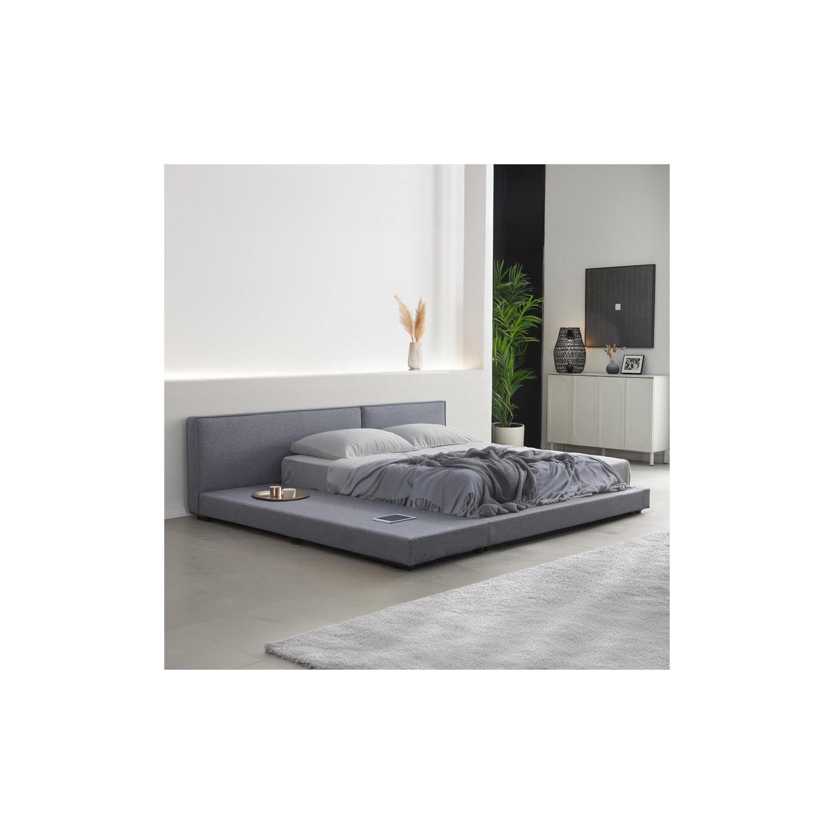 HOME DELUXE Bett mit Ablage GALAXIS - 270 x 200 cm Grau