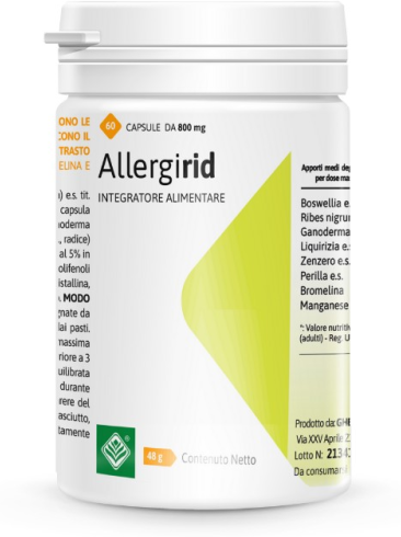 GHEOS Srl Allergirid 60 Capsule - Integratore Naturale per il Controllo delle Allergie