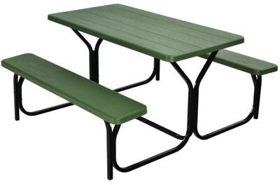 Costway 4.5 FT Outdoor Picnic Table Bench Set with HDPE Tabletop for 4-Person-Green