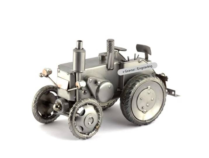 Steelman24 Schraubenmännchen Traktor mit persönlicher Gravur Made in Germany,Handarbeit,Geschenkidee,Stahlfigur,Metallfigur
