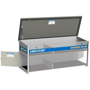 Logicline Fahrzeugbox CombiBox CB-190, aus Aluminium, 885 l, spritzwassergeschützt, mit Schloss, 191 x 79 x 64 cm