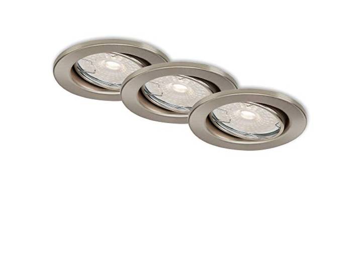 Briloner Leuchten - Spots encastrables LED\, lot de 3\, plafonniers à intensité variable\, module LED orientable\, 3x GU10\, 5\,5 watts chacun\, 460 lumens chacun\, IP23\, nickel mat\, 86x70 mm (PxH)