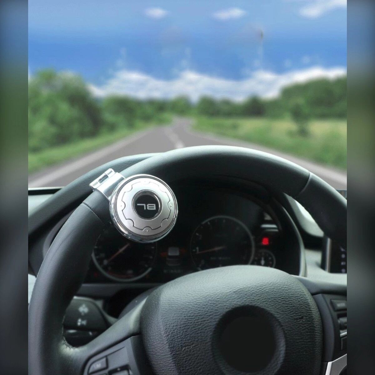 INF Lenkrad-Booster – Einhand 360° Kugellager-Drehknopf, ABS+Edelstahl Schwarz