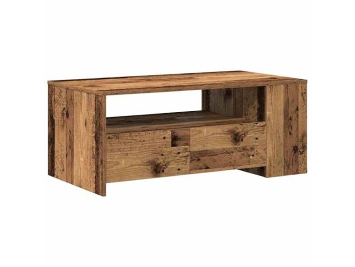 IBUQDDV Couchtisch Altholz 102 x 55 x 43,5 cm Holzwerkstoff Moderne Kaffeetisch-Lösung, Regale und Schubladen, Holzgriffe, Holzimitat-Textur, pflegeleicht