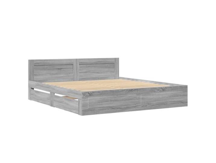vidaXL Bettgestell mit Kopfteil Grau Sonoma 200x200cm Holzwerkstoff