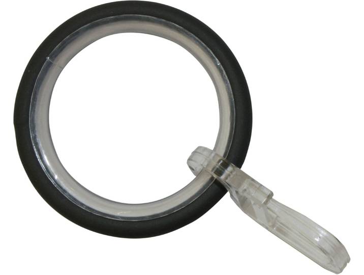 Gardinenring GARDINIA Elba Gr. 1, grau, Ø:0,38cm, Metall, Gardinenbefestigungen, Gardinenring, Serie Gardinenstangen-Set Elba Ø 16/19 mm