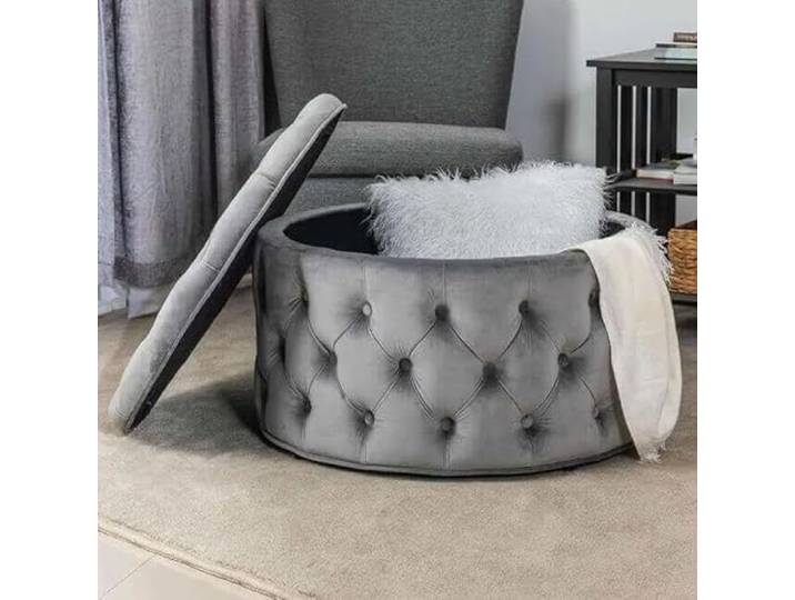 Stylish Grey Pouffe, 70 x 70 cm 100% MDF Frame, Soft Babyface Fabric Perfect for Modern Living Rooms & Cozy Spaces, Versatile & Chic Design