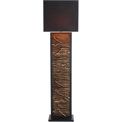 SALESFEVER Stehlampe "Nabor", schwarz (schwarz, natur), 1, H: 163cm, 1 Stk., Leuchten, handgefertigt, Schirm gold von innen, Stehlampe