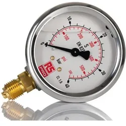 RS PRO G1/4 Manometer 0bar 40bar, Ø 63mm Edelst, Messtechnik, Silber
