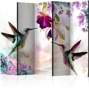 Artgeist Paravent Hummingbirds&Flowers innen 5-tlg, aus Holz / Stoff, einseitig bedruckt, 225 x 172 cm