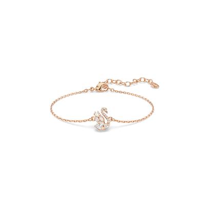 Armkette SWAROVSKI "Schmuck Geschenk Swan Armband", rosa (roségoldfarben, kristallweiß, kristallweiß), Armbänder, Damen, Metall, Armkette, mit Swarovski Kristall, Zirkonia (synth.)
