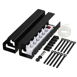 Relaxdays Kabelkanal für Schreibtisch 2er Set Schwarz