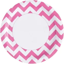 Amscan 999492 - Pappteller - Pink Chevron (8 Stück, 23cm)