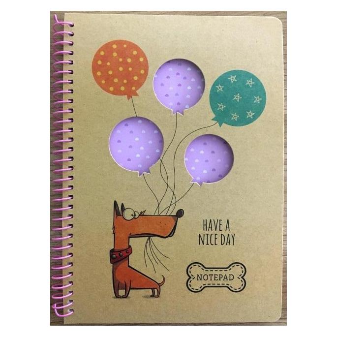 Teka Spiralnotizbuch A5/80K Kraftgitter Hund mit Luftballons (A5, Gepunktet, Weicher Einband) (47995439)