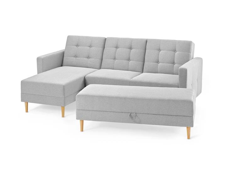 Tchibo - Federkern-Eckschlafsofa »Just Relax« mit Stauraumbank - 222x144x92cm - hellgrau -