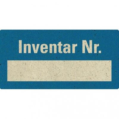 Dreifke® Inventaretikett Inventar-Nr., mit Beschriftungsfeld, blau, Graspapier, 40x20mm, 16/Bogen