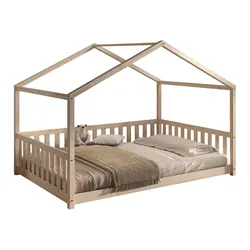 HAUSBETT Kapua 140x200 auch als Bodenbett Kiefer Massivholz Natur
