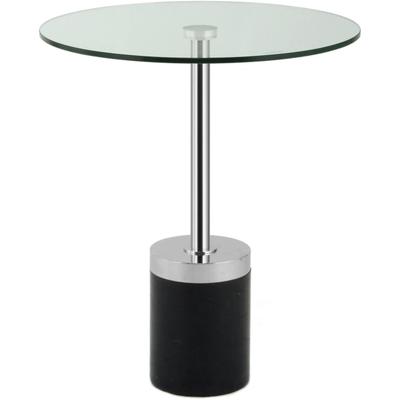 Beistelltisch KAYOOM "Lana 125, robuste Glasplatte, Sockel in Mamor Optik", schwarz (silber, schwarz, silber, klar), B:46cm H:53cm T:46cm, 100% Edelstahl, 100% Glas, 100% Marmor, Tische, Beistelltisch, robust, pflegeleicht, hochwertig, Outdoor und...