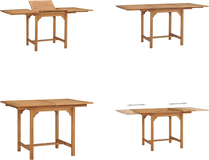 vidaXL Ausziehbarer Gartentisch (110 160)×80×75 cm Massivholz Teak - Esstisch - Esstische - Garten-Esstisch - Garten-Esstische