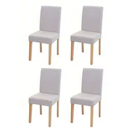 4er-Set Esszimmerstuhl Stuhl Küchenstuhl Littau ~ Textil, creme-beige, helle Beine