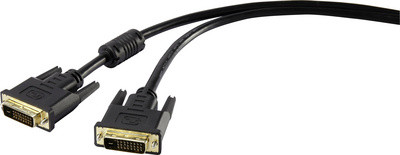 Renkforce DVI-kabel RF-4212195 DVI-D 24+1-pol, 1,80 meter, zwart, met ferrietkern