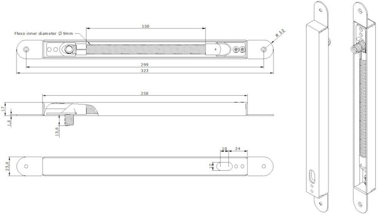 Opener & Closers Kabelübergang 323x23,8x17 , Quers. 9mm ; Openers & Closers (FXE323)
