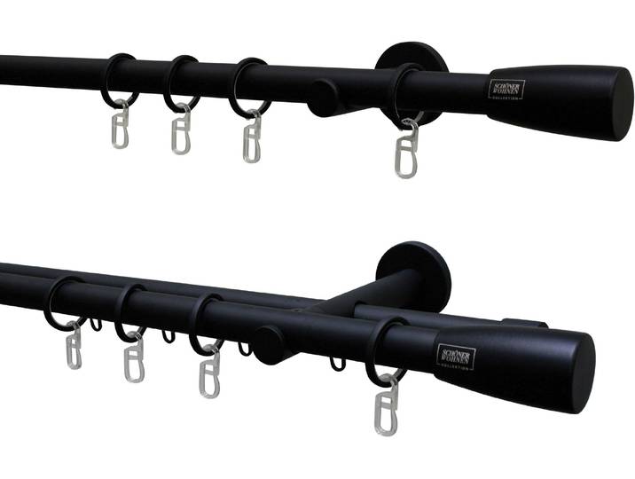 Gardinenstangen-Endstück Konus für Ø 20 mm , schwarz (schwarz, matt), 2 Stk., SCHÖNER WOHNEN-KOLLEKTION, Gardinenstangenendstücke, Gardinenstangen-Endstück, Serie Einzelprogramm Leon Ø 20 mm