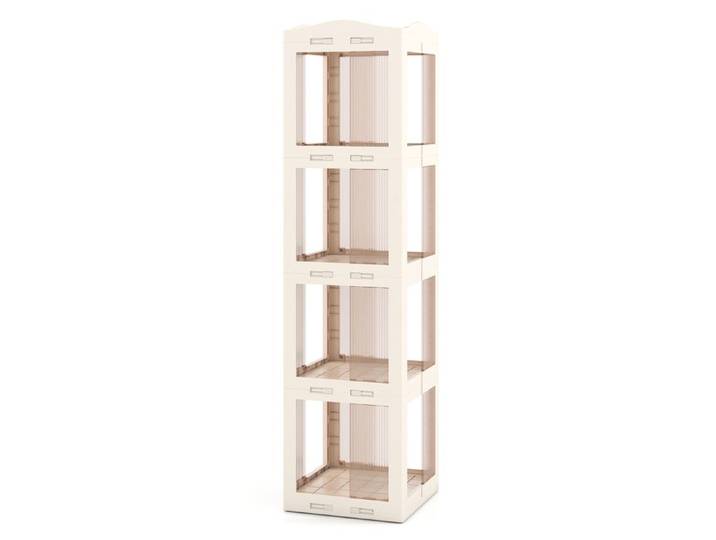 GIANTEX Bibliothèque Rotative à 4 Niveaux 36 5 x 36 x 141.5 cm Étagère de Rangement Moderne pour Chambre Salon Bureau Blanc