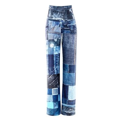 Culotte WINSHAPE "Functional Comfort Culottes CUL101C", Damen, Gr. XS, Normalgrößen, blau (patchwork blau), 85% Polyester, 15% Elasthan, Hosen Culotte, mit Patchwork-Print