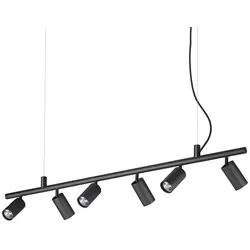 Ideal Lux Pendel-/Deckenleuchte DYNAMITE SP6, inkl. 6x GU10 7W 3000K, dreh- und schwenkbar, Schwarz IDEA-231396