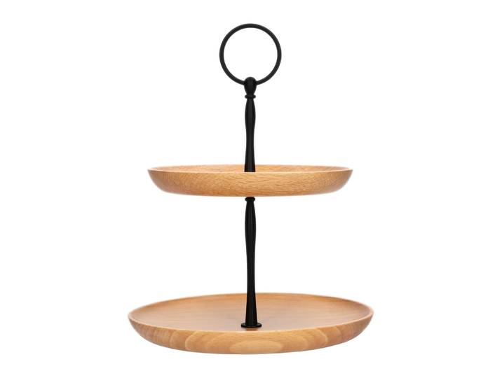 QUVIO Etagere / Serveerschaal - Hout en staal - 2 Laags