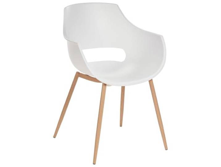 Beliani Esszimmerstuhl 4er Set Kunststoff Eisen Holzoptik weiß moderner Stil Millers