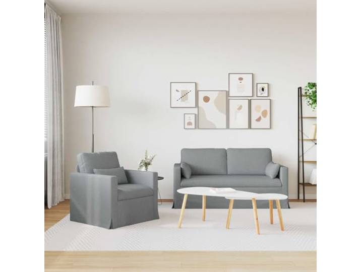 KTHLBRH Sofa-Set, 2-teilig, hellgrau, 158 x 78 x 80 cm, Stoff Modular, Struktur aus Metall, Armlehnen aus Holz, ergonomischer Schaumstoff, Verwendung im Innenbereich