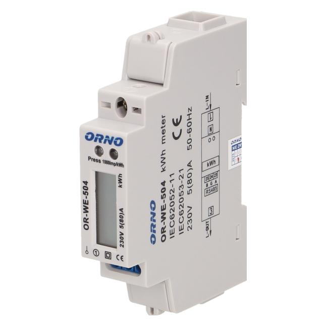 MGA Orno Elektrozähler Strom zähler Wattmeter Digitale 230V 5(40) A, weiss (OR-WE-504)