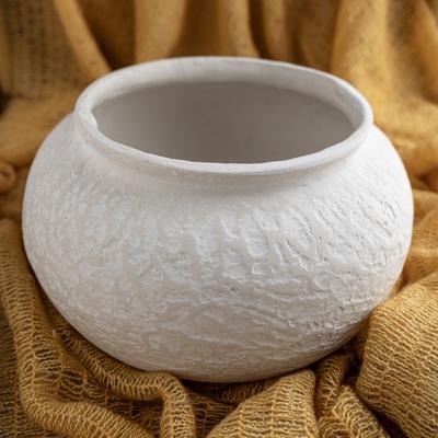 BIDK Home "Paper Mache Pot Natural White Dia 11.02"" - NATURAL WHITE - NATURAL WHITE"