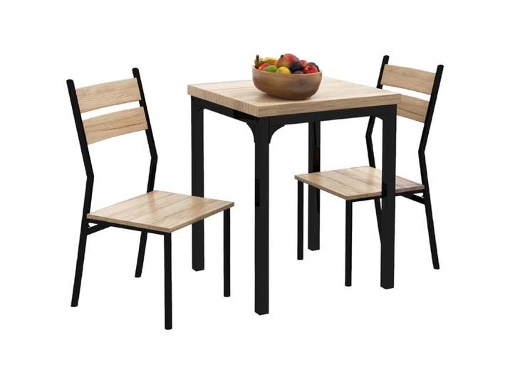 Set de trois pièces table de salle à manger table de cuisine chaises ensemble beil en bois naturel beil noir 1 table beil chaises