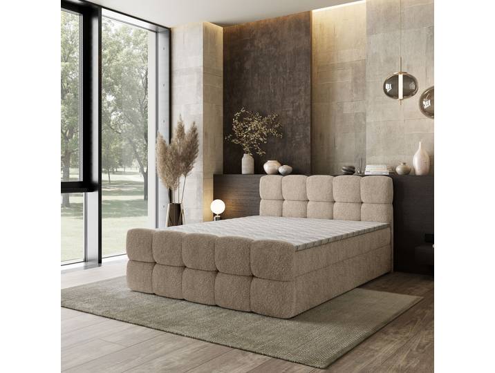 Masseno Boxspringbett BRUME mit Bettkästen 160x200 cm - Beige, QUELLE 05