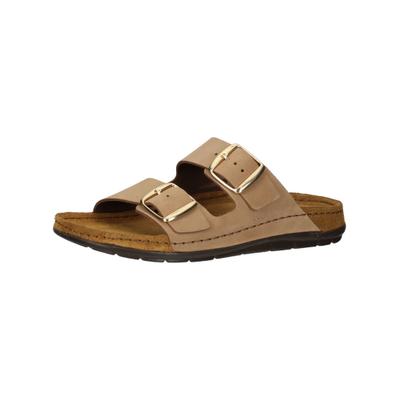 Pantolette ROHDE "Rohde Pantoletten Nubukleder", Damen, Gr. 37, beige (natur), Nubukleder, Schuhe Pantolette