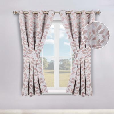 Superior Leaves Botanical Room Darkening Grommet Curtain Panels with Tie Backs Set of 2