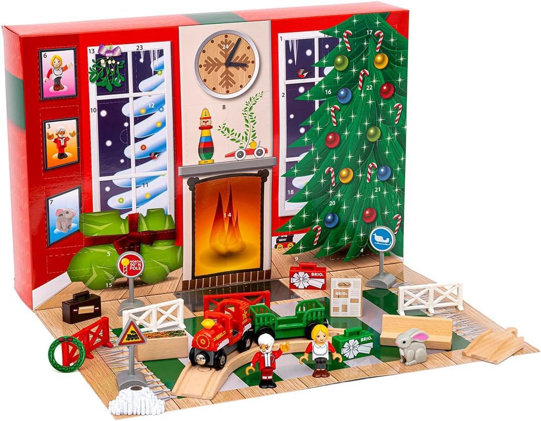 oCreon Adventskalender met treinbaan accessoires voor houten treinsets, vanaf 3 jaar