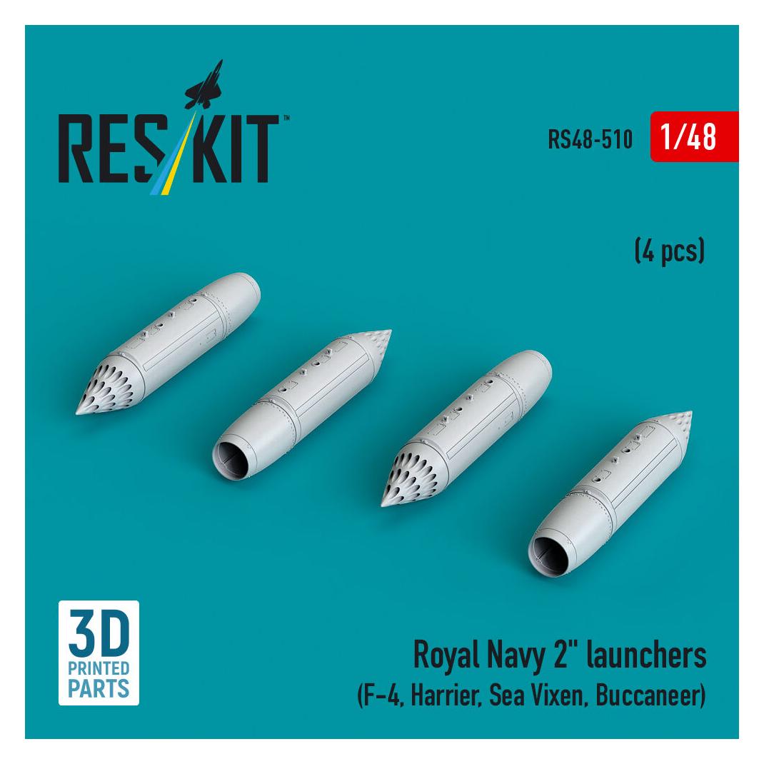 ResKit Royal Navy 2 launchers (4 pcs) (F-4, Harrier, Sea Vixen, Buccaneer) (3D Printed) (RS48-0510)
