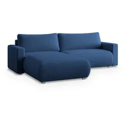 ECKSOFA TURIN P Blau Kordstoff mit Schlaffunktion