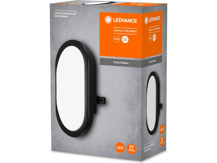 Ledvance Bulkhead Led 11w Noir Plafonnier Led Extérieur Robuste 4000k - Ledvance