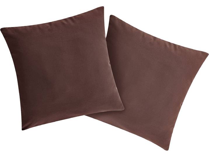 Dekokissen GOODPRODUCT Parry Microfaser , braun (dunkelbraun), B:40cm L:40cm, Polyester, Dekokissen_Sitzkissen_Kissenhüllen, Dekokissen, 2-er Set, unifarben, Kissenhüllen ohne Füllung, mit Reissverschluss