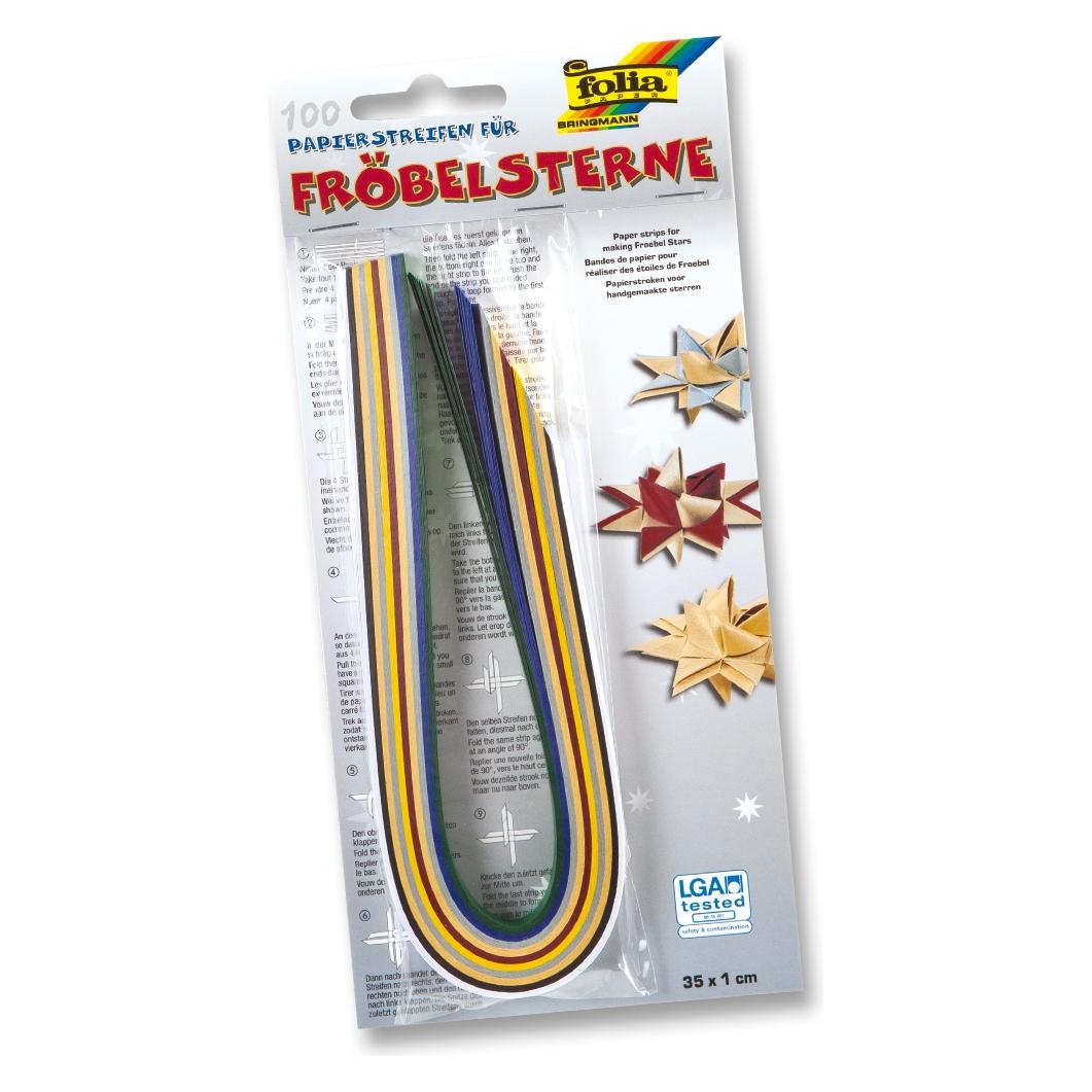 Magni 1296 - Papierstreifen für Fröbelsterne Weihnachten, 100 Streifen in weihnachtlichen Farben sor (1296)
