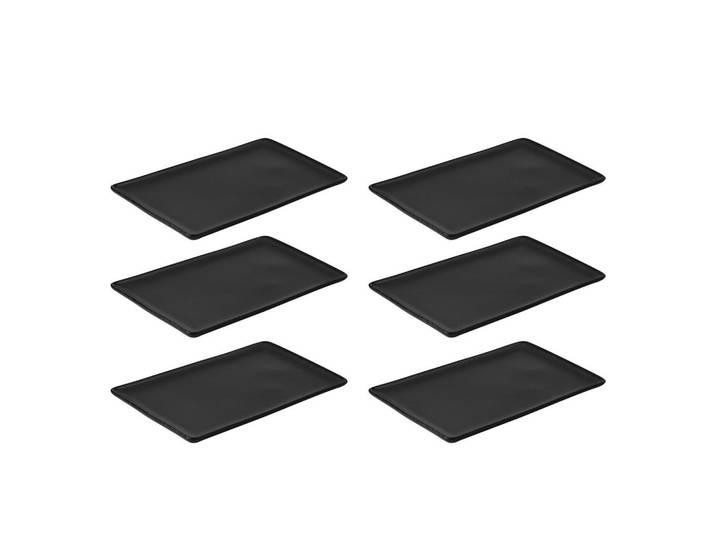 Aida Servierplatten-Set Raw, Schwarz Hochglanz, Keramik, 6-teilig, rechteckig, 20x1.5x31.5 cm, lebensmittelecht, Tischkultur & Servieren, Servierplatten