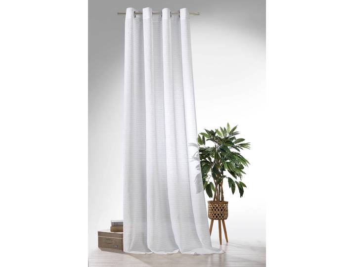 Vorhang WECKBRODT Natural Chic Gr. 1, grau, B:135cm H:245cm, Polyester, Gardinen, Vorhang, Leinen-Optik, Webstreifen, halbtransparent, Gardine, Store